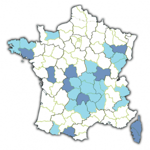 Carte des départements francais a risque radon